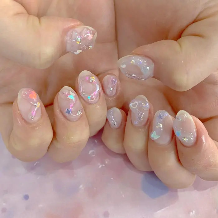 おすすめのデザイン ぷっくりしたアートはスライムをイメージしました ラメやホログラムが入 Wisp Mel所属 Wisp Mel こむろ ꪔ のネイルデザイン ミニモ