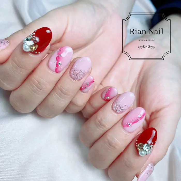お持ち込みデザイン 立体にビジューを乗せるのもたまには良いですよね W Rian Nail Salon School 昭島 リアンネイル 所属 Rian Nailのネイルデザイン ミニモ お持ち込みデザイン 立体にビジューを乗せるのもたまには良いですよね W Rian Nail Salon School 昭島 リアンネイル 所属 Rian Nailのネイルデザイン ミニモ
