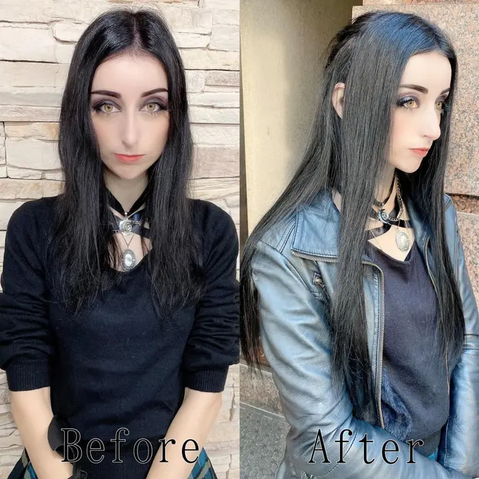 黒1色でのお取り付け ストレートで軽いハーフアップ希望でしたのでナチュラルにアレンジしました エクステ専門店あるじゃんすー宇都宮店所属 あるじゃんすー 宇都宮店のヘアカタログ ミニモ