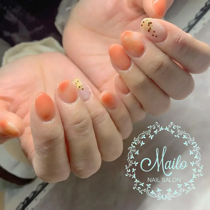 オレンジマーブル 注意事項 当日のキャンセルは全てお断りしております 当日中の Nail Eyelash Salon Mailo 池袋店所属 Mailo あわいのネイルデザイン ミニモ