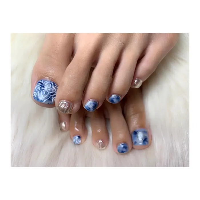 Foot 初回オフ込 フット ジェルやり放題 5500円 ネイル Nail Na Flowers Nail所属 Flowers Nail のネイルデザイン ミニモ