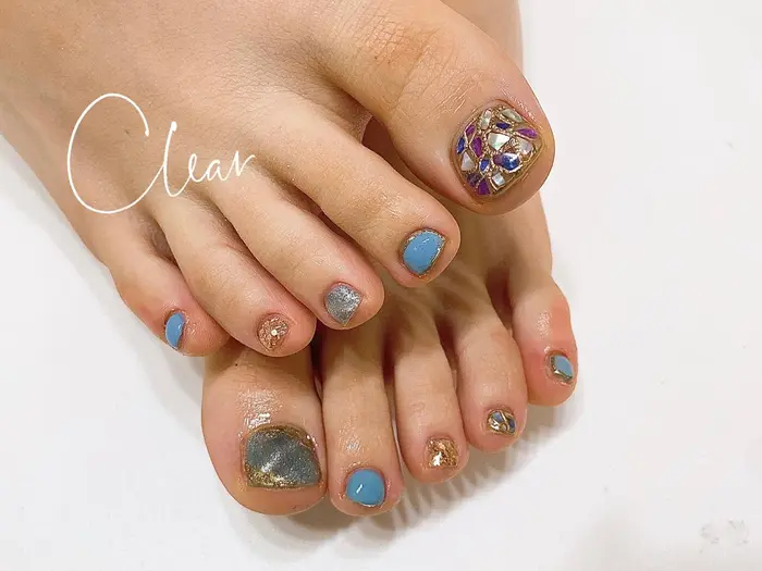 サマーフットネイル ブルー系大人気です Clear所属 Clear 山本穂乃花のネイルデザイン ミニモ サマーフットネイル ブルー系大人気です Clear所属 Clear 山本穂乃花のネイルデザイン ミニモ