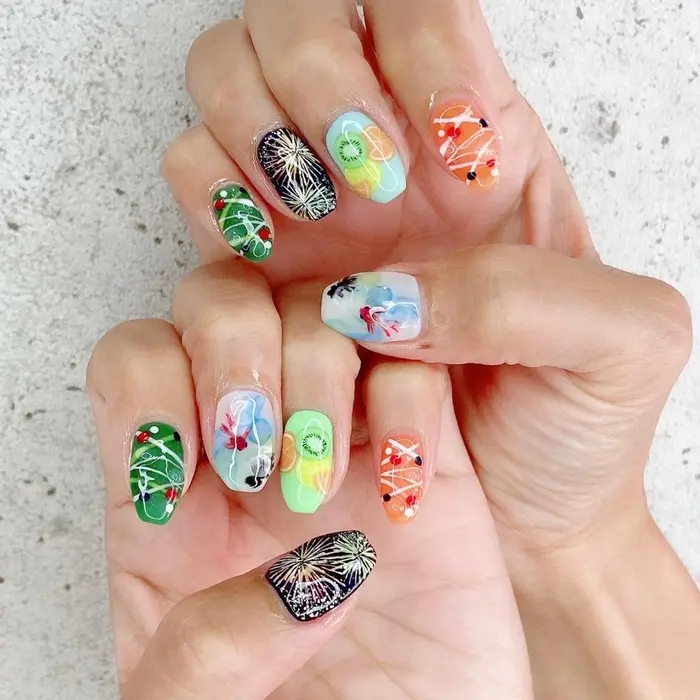 担当 木下 Yukatinail 夏祭り 派手かわ ネイル 夏ネイル 海ネイル 梅雨ネ Private Nail Salon K所属 Salon ｋのマツエクデザイン ミニモ