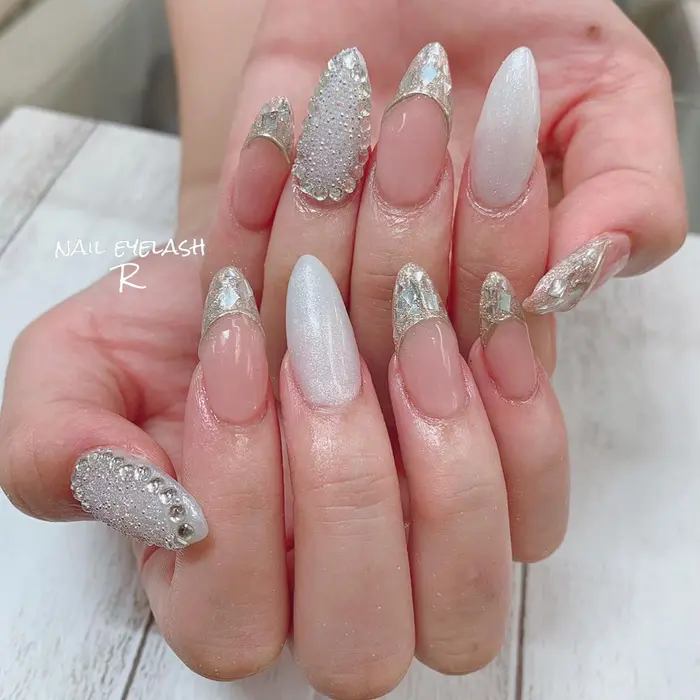 ガラスフレンチ ピクシーネイル Nail Eyelash R所属 Salon R Miyuki Iのネイル デザイン ミニモ