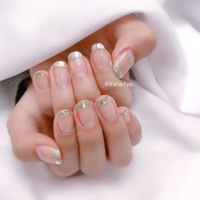 パラジェル オフのみ 学割 スカルプ フットネイル オフなし 持ち込み ガラスフレンチ フィルイン Space所属 Space のネイル デザイン ミニモ