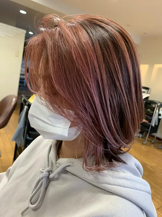 フェイスフレーミングエアタッチバレイヤージュ ピンクカラーでオンリーワンヘアに Velvet Hair 千早店所属 福岡 聖容のヘアカタログ ミニモ