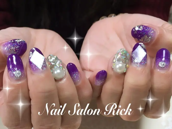 宝石ネイル ネイル ネイルデザイン 宝石ネイル 大人ネイル 松原団地ネイルサロン 埼玉ネイ ネイルサロン リック所属 ネイルサロン リックの ネイルデザイン ミニモ