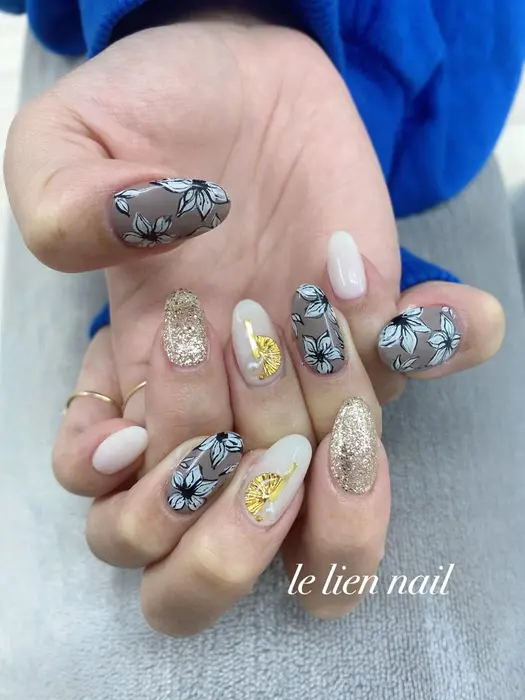 川崎ネイルサロン 川崎東口 ルリアンネイル Leliennail川崎 川崎駅近 花柄 定額アート Le Lien Nail所属 Le Lien Nailのネイルデザイン ミニモ