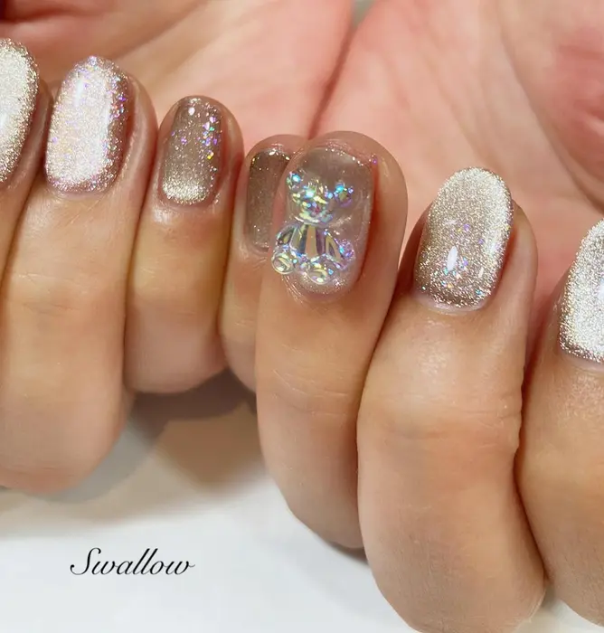 ハリボーネイル マグネットネイル Nails Nail Nailsalon Naildesi By Color Eye Nail所属 Yu Kaの ネイルデザイン ミニモ