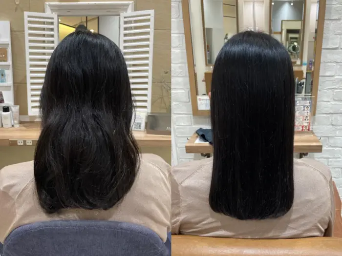 ストレートパーマのbefore Afterです 毎日の髪の毛の扱いが大変な方 朝あまり時間をかけ Apish Coco所属 集中ケア 長島遥香のヘアカタログ ミニモ