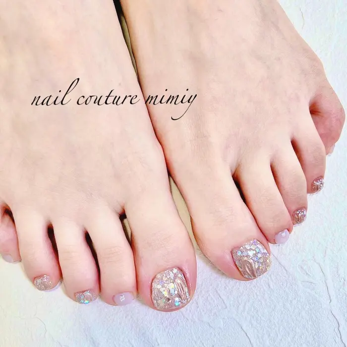 フットネイル人気デザイン 定額デザイン シンプルコース 7月 Nail Couture Mimiy所属 N Couture Mimiyのネイルデザイン ミニモ