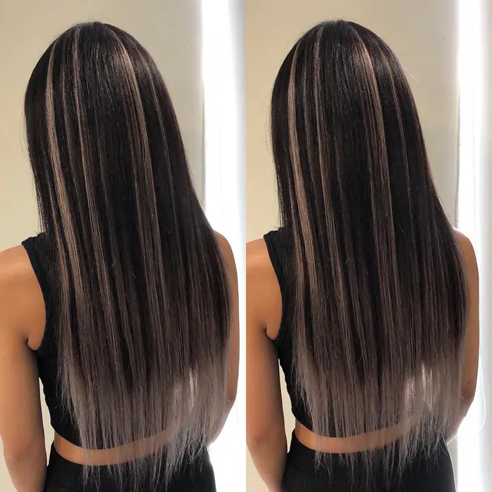 僕にしか出来ないエクステで作るバレイヤージュ 地毛はブリーチせずにワンカラーで明るい部分は エク Laff難波店所属 エクステ艶ハイトーン 難波laff下妻のヘアカタログ ミニモ