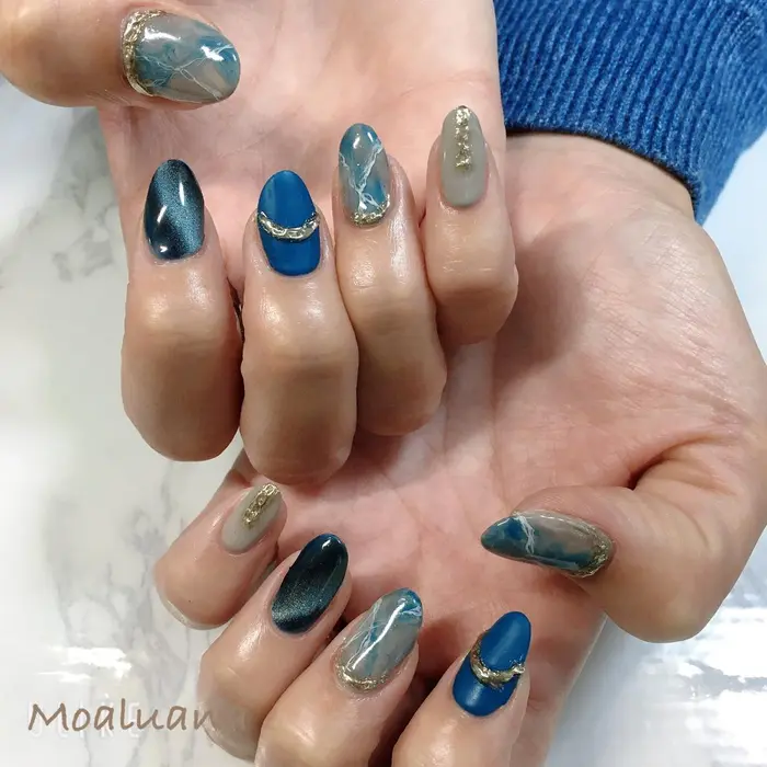 大理石ミラーネイル マグネット Moaluana所属 Moaluana Nailのネイルデザイン ミニモ