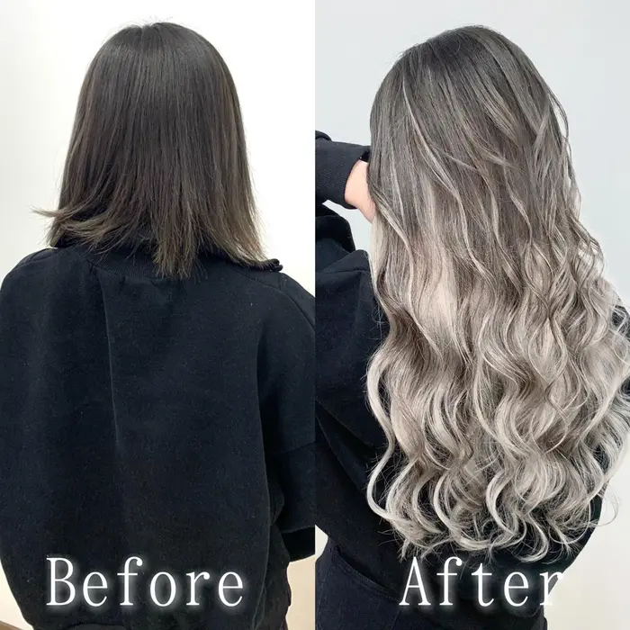 ホワイトアッシュ グラデーション 小顔ヘア シールエクステ 広島 家で過ごす時間が長いからこそ柔らか あるじゃんすー岡山店所属 あるじゃんすー 岡山店の ヘアカタログ ミニモ