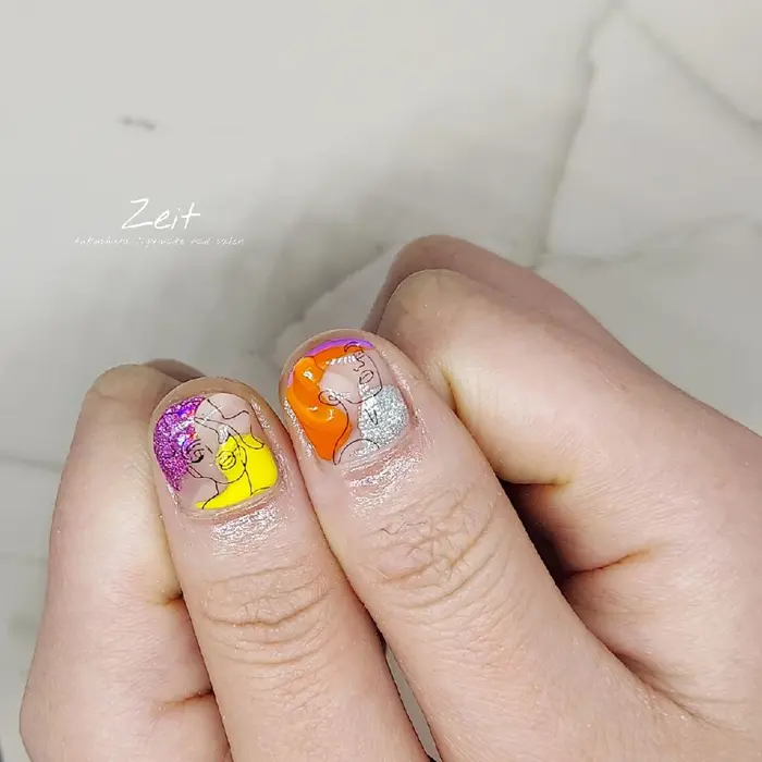 個性派ネイル 個性的ネイル カラフルネイル クリアネイル ピカソネイル Nail Salon Toki所属 ꌚ ꍏꀘꀤꀍꂦのネイル デザイン ミニモ