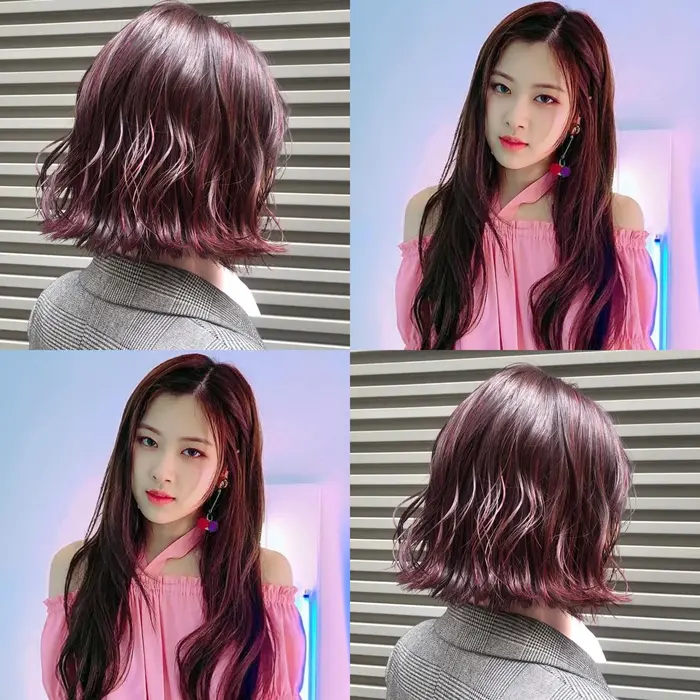 Blackpink ロゼ風ワインレッド ハイライト Fosta所属 韓国くびれヘア Shionのヘアカタログ ミニモ