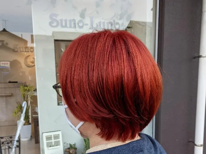 ワンブリーチのオレンジレッド 髪質改善ヘアカラーでブリーチしても艷やかに ブリーチは別料金です 美容室スノルノ所属 五十嵐 彩人のヘアカタログ ミニモ