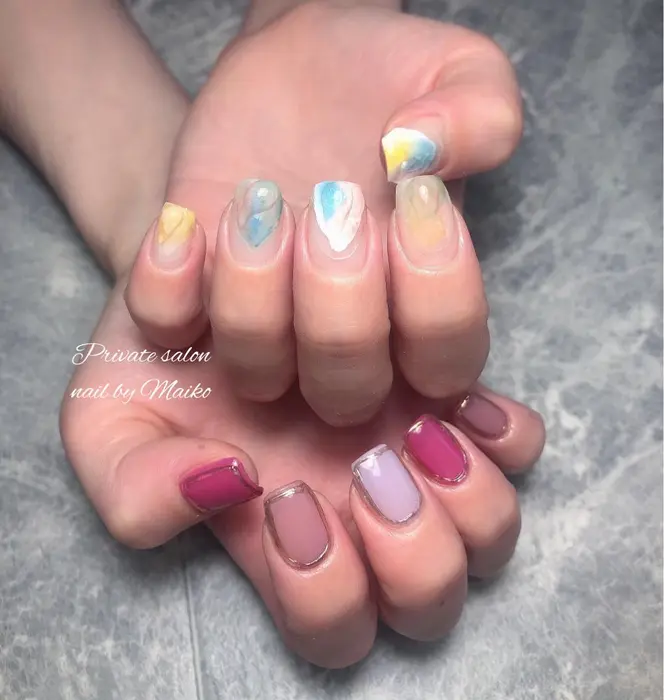 水彩ネイル Atelier Nail Re Lum所属 Atelier Nail Relumのネイルデザイン ミニモ