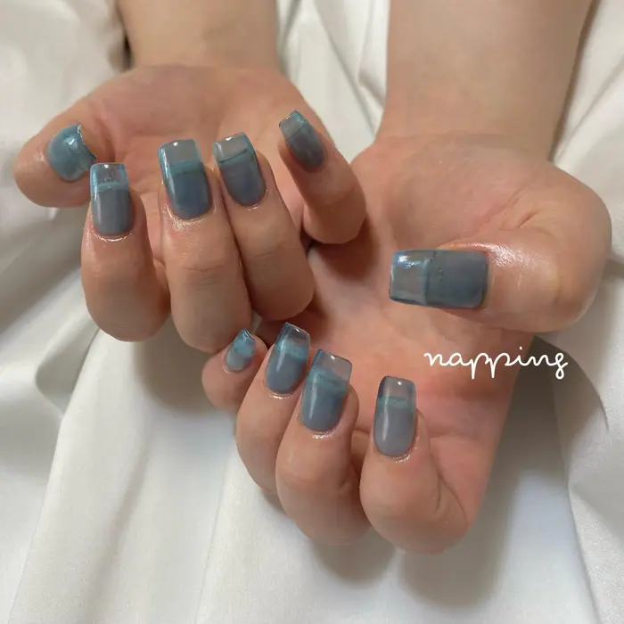 クリアブルー 夏らしくて素敵｜nail napping(napping所属)のネイルデザイン(20220721115838)｜ミニモ