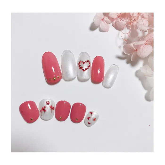 5000円コース 上 ハンド 下 フット 押し花ネイル ベースカラー 押し花の色の変更可能で キャンアイドレッシー川崎東口店所属 大園 恵実子のネイルデザイン ミニモ