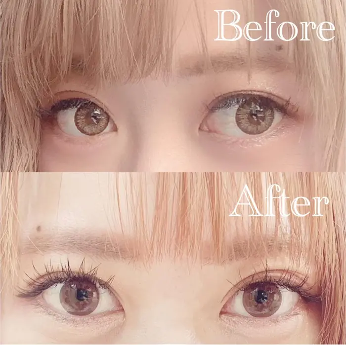 Beforeは下がりまつ毛にdカール13mm Afterはパリジェンヌラッシュリフトをしてcカール1 Neolive Luca所属 指名no 1 清水彩香のマツエクデザイン ミニモ