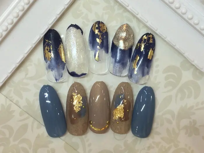 定額秋ネイル 一部デザイン 定額ネイル5000円 税別 オフ代別途1000円 税別 ティーエヌ本厚木所属 ティーエヌ 本厚木のネイル デザイン ミニモ