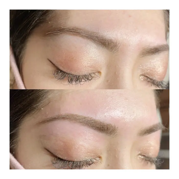 眉毛スレッディング 周りの産毛をしっかり取り除いてあげるだけで こんなにも印象が変わります レイビューティー天神店所属 林 なつ海のマツエクデザイン ミニモ