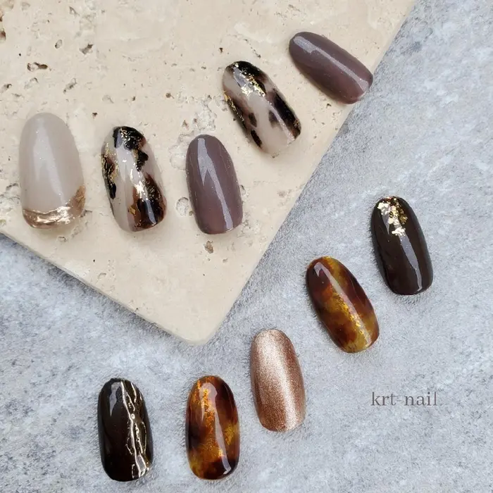 New Designサンプル レオパード べっ甲 べっ甲はボリュームコースになります ヒョ Krt Nail所属 Krt Nailのネイル デザイン ミニモ