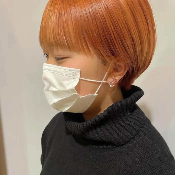 オレンジカラーのマッシュショート ショートカット ショートヘア ショート女子 黒 Jeno所属 吉田 美紀のヘア カタログ ミニモ