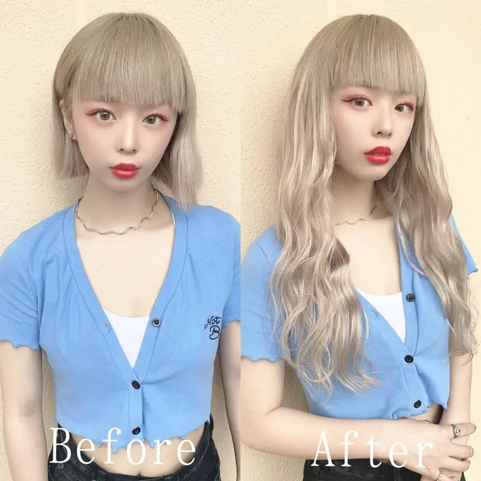 中々ハイトーンで伸ばすのは難しいですが シールエクステなら30分で気軽にロングヘアに大変身出来ます エクステ カラー専門あるじゃんすー原宿店total Beauty Salon所属 カラー エクステ専門 あるじゃんすー原宿店のヘアカタログ ミニモ