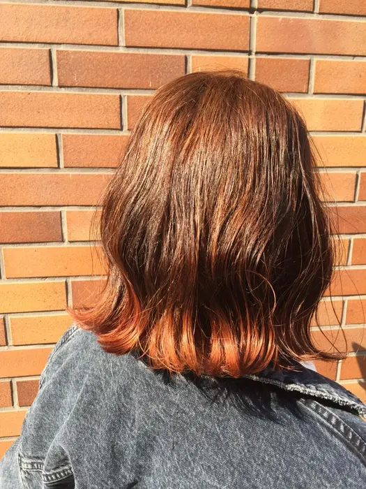全体 オレンジベージュ 毛先 明るめのオレンジブラウン ラインカラーです オレンジベージュ Unsung所属 田中 勇也のヘア カタログ ミニモ