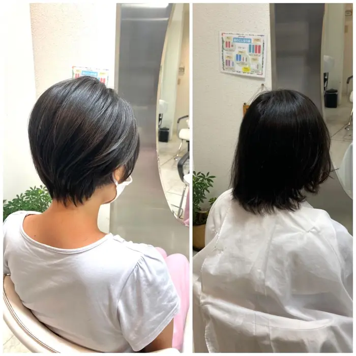 ビフォーアフター 髪の毛をバッサリカットしスッキリとした可愛い髪型に 丸みをつくった柔らかい印 美容室 Nishihara所属 渡邉 詞音のヘアカタログ ミニモ