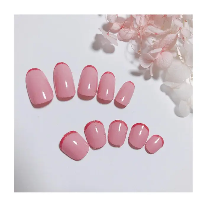 3000円コース Strawberry Colorの細フレンチ ベースの色 フレンチの色も変 キャンアイドレッシー川崎東口店所属 大園 恵実子のネイルデザイン ミニモ