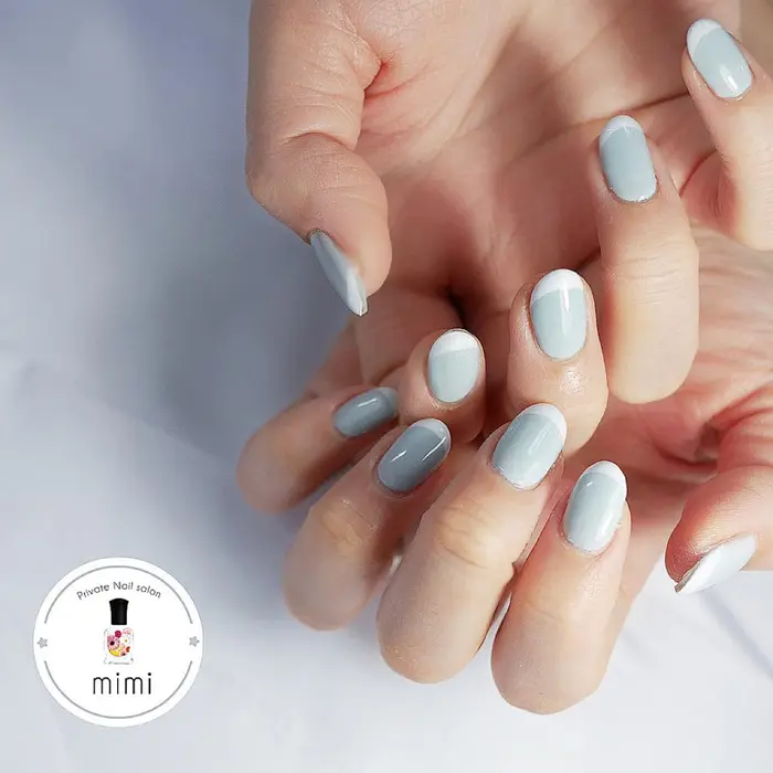 Blue フレンチネイル 大阪市東住吉区 Nailsalon Mimi ご予約お待ちしております Nailsalon Mimi所属 Nail Salon Mimiのネイルデザイン ミニモ