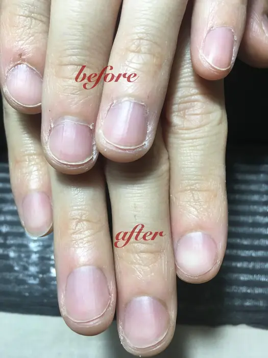 メンズネイルのネイルケアのビフォーアフターです Lever Nail ルヴェ ネイル 所属 Lever Nailのネイル デザイン ミニモ