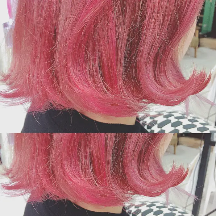 ハイトーンピンクをベースに ショッキングピンクのハイライトで ダブルピンクカラー 可愛い Mode K S Sylfh 梅田所属 イイダ サキのヘアカタログ ミニモ