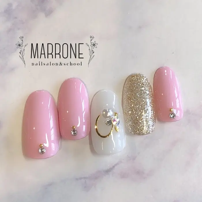 4月定額デザインa 7000 税抜 ご新規様 7000 5500 税抜 カラーチェン Nailsalon School Marrone所属 栗原 久美子のネイルデザイン ミニモ