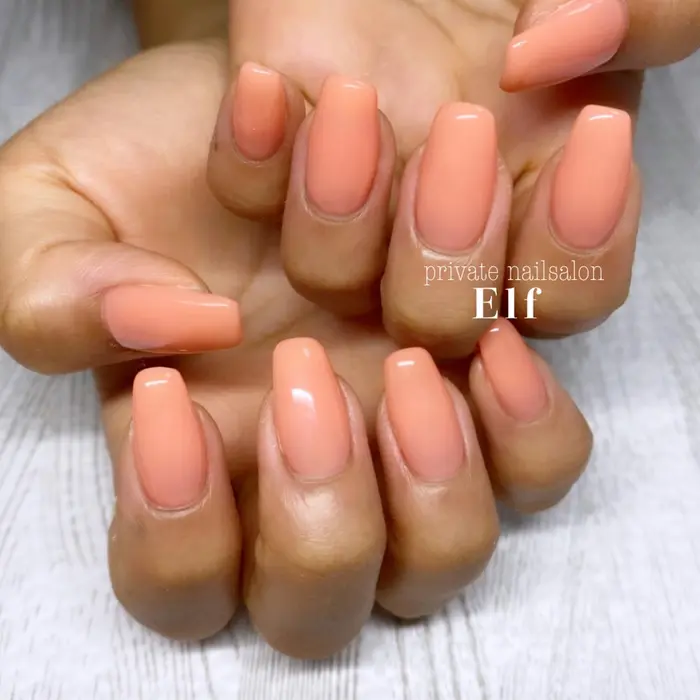 ネイル ネイルデザイン ワンカラー ネイル シンプルネイル ロングネイル スカルプ スクエアネイル Private Nailsalon Elf エルフ 所属 Mayu Oishiのネイルデザイン ミニモ