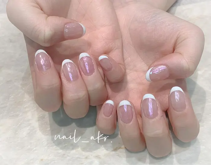 ミラー白フレンチ Nail Avance アリオ鳳店所属 Nailavance アリオ鳳店 加賀のネイル デザイン ミニモ