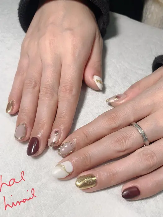 ニュアンスネイル ミラーネイル リングラインネイル べっ甲ネイル マットネイル Privatesalon Hal Hinail所属 はるひな ねいるの ネイルデザイン ミニモ