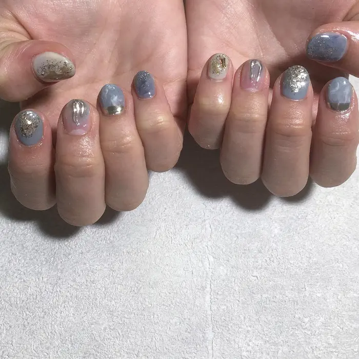 またまたアイスブルーネイル Le Nail所属 M A M Iのネイルデザイン ミニモ
