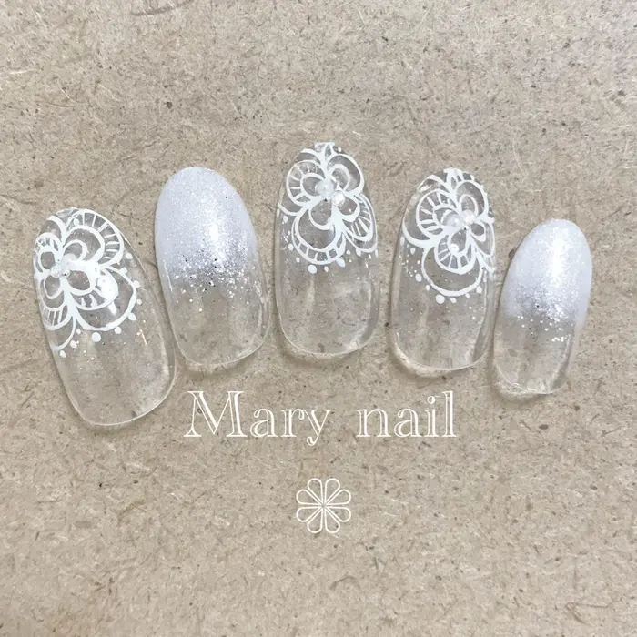 手描きフラワーレースネイル ネイルサロンmary マリー 所属 ネイルサロン マリー Newスタッフのネイル デザイン ミニモ