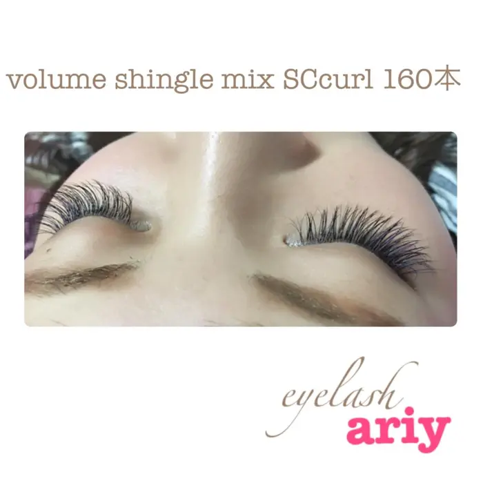 まつげエクステ ボリュームラッシュmix カラーエクステ目尻ブルー パープル Ariy Eyelash アリィーアイラッシュ所属 アリィー アイラッシュのマツエクデザイン ミニモ