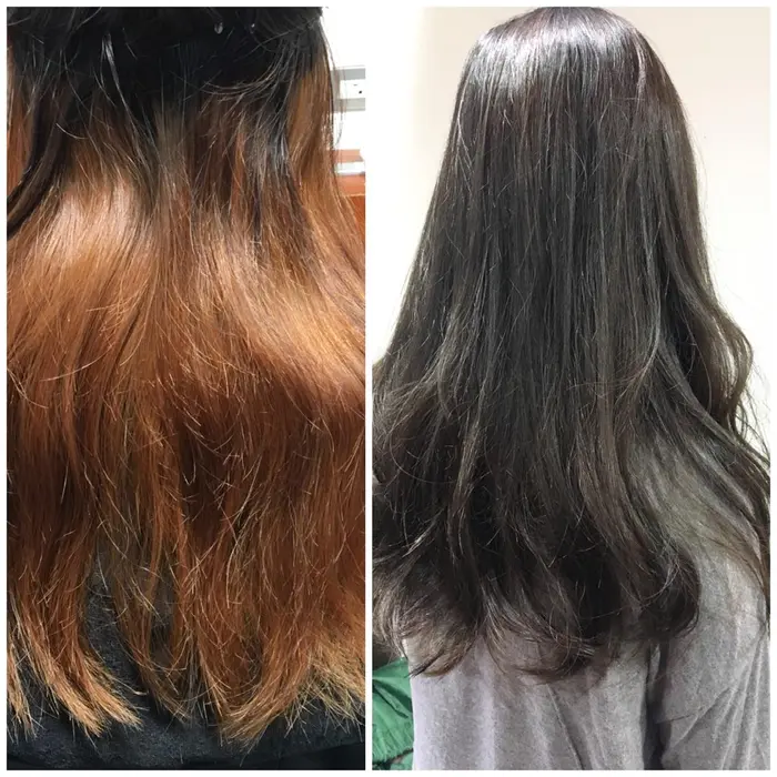 インナーカラーでアクアグレージュオレンジ味を消して色落ちも楽しめる様に計算します Voyage所属 美髪アドバイザー 西尾健人のヘアカタログ ミニモ