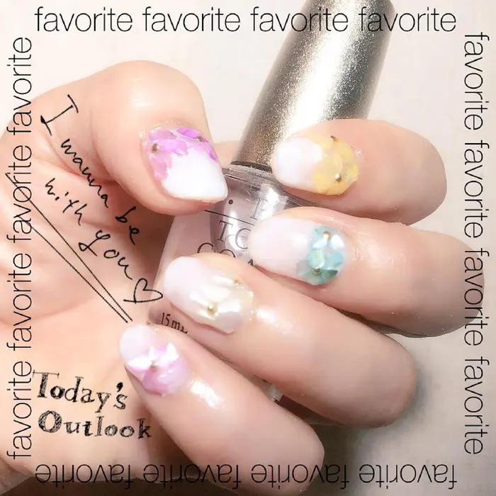 シェルフラワーネイル シェルネイル シェル シェルフラワーネイル シェルフラワー Petitnailmiu プチネイルミウ所属 プチネイルミウ Miuのネイルデザイン ミニモ