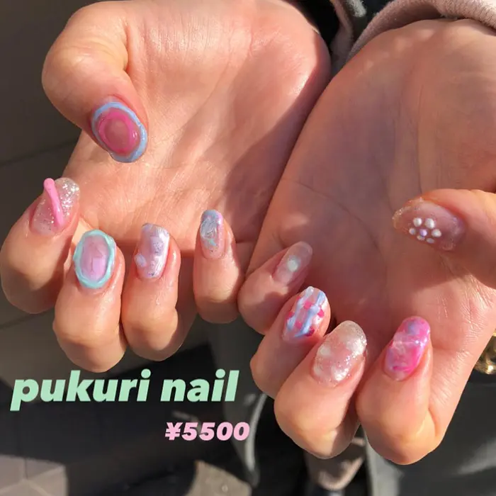 ぷくぷくネイル ネイルアートのメニューでご予約してください カラフルネイル春に向けておすす Hair Make Zest 吉祥寺店所属 韓国ヘア さくらのマツエクデザイン ミニモ