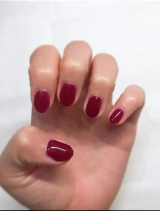 本日の自主練 これからの秋に向けてボルドー系の赤を塗ってみました 真っ赤 の赤よりも深みがある ネイルシュシュ橋本店所属 藤原 瞳のネイル デザイン ミニモ