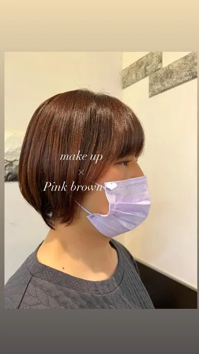 髪色はピンクブラウンで春っぽく メイクも春を入れてピンクっぽい感じです ショコラ アン 横須賀中央所属 暗髪カラーh Morikaのヘアカタログ ミニモ