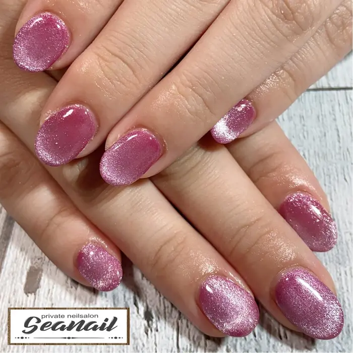 お客様ネイル ご来店誠にありがとうございました ジェルラメワンカラー 4500 シーネイル所属 小尾 栞のネイル デザイン ミニモ