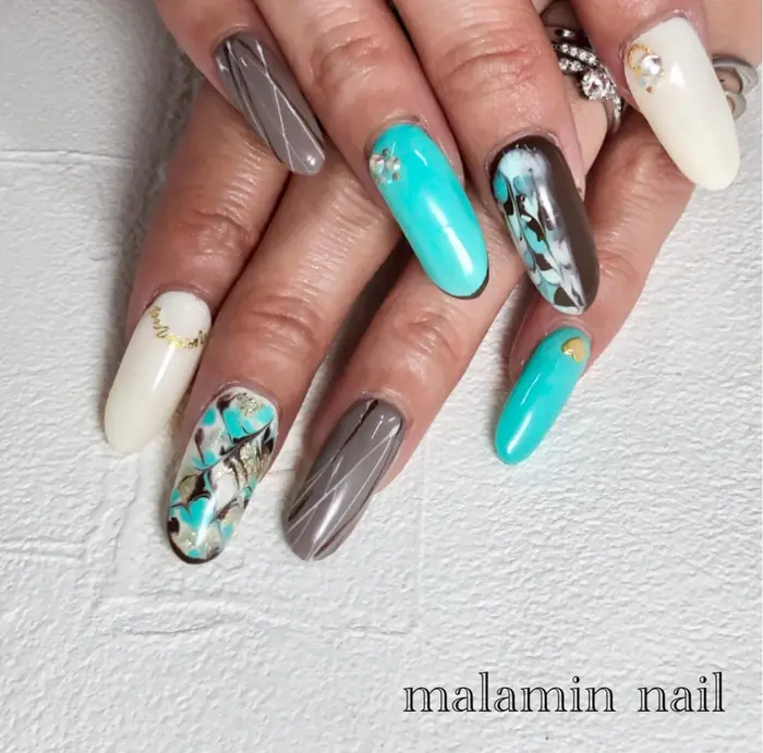 ジェルスカルプ チョコミント バレンタインネイル Malamin Nail マラミン 所属 Nemoto Mariのネイル デザイン ミニモ